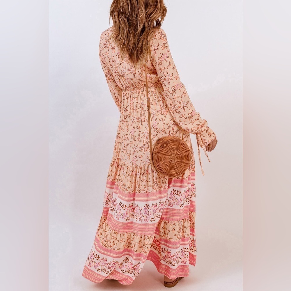 Floral Maxi Dress in Pink and Cream - Picture 6 of 14